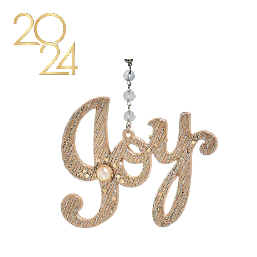 PLATINUM SILVER HOPE, NOEL, JOY (Set/1) MAGNETIC CHANDELIER ORNAMENT