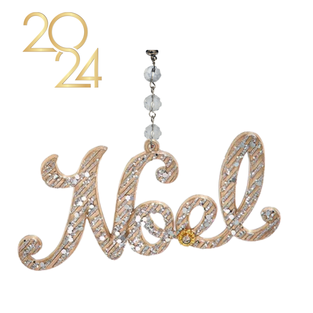 PLATINUM SILVER HOPE, NOEL, JOY (Set/1) MAGNETIC CHANDELIER ORNAMENT
