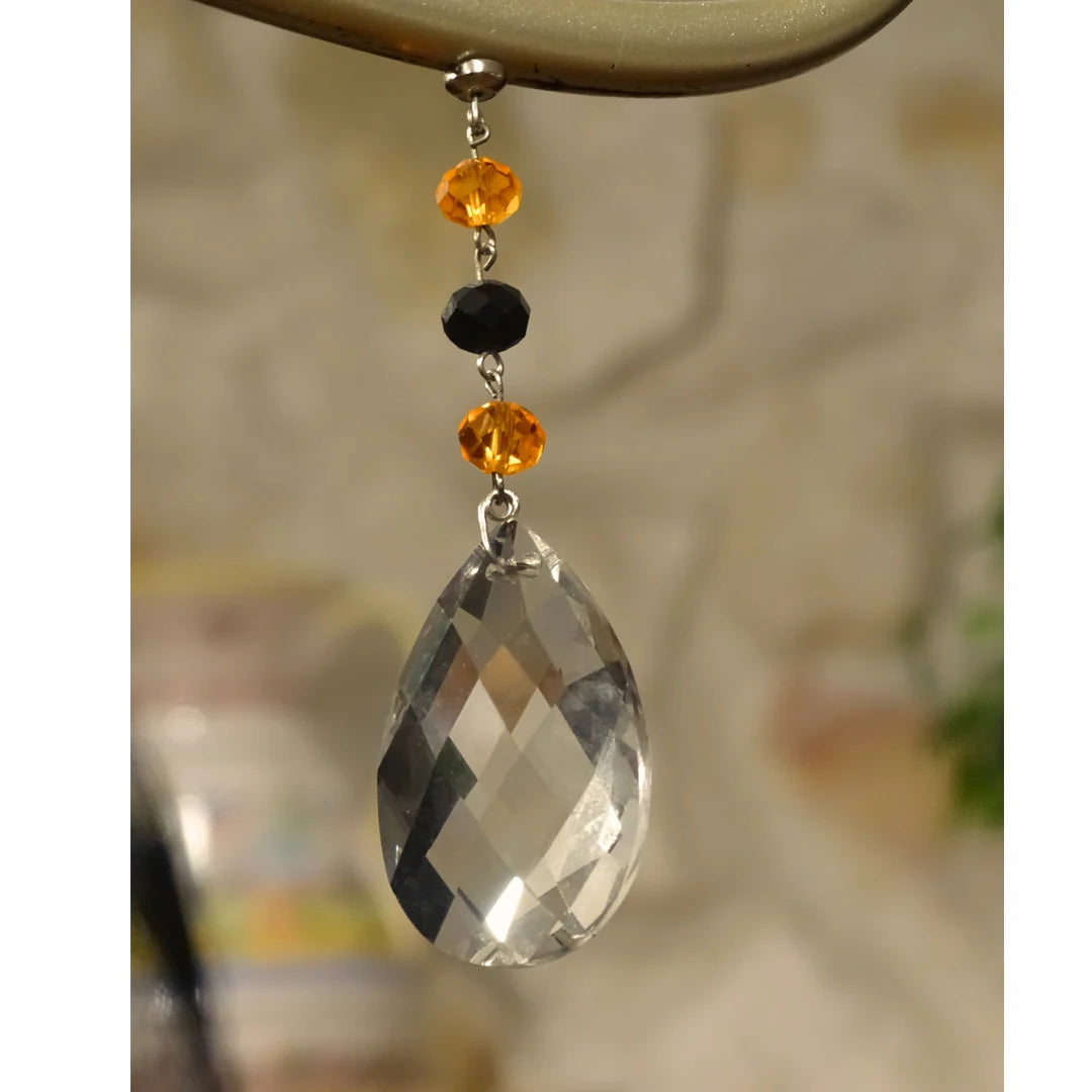HALLOWEEN CHANDELIER MAKEOVER KIT - (3) Black/Orange Crystal Almond + (3) 12" Black/Orange Crystal Bead Garland (Copy)