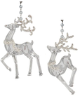 5" CLEAR GLITTER REINDEER (Set/3) MAGNETIC CHANDELIER ORNAMENT