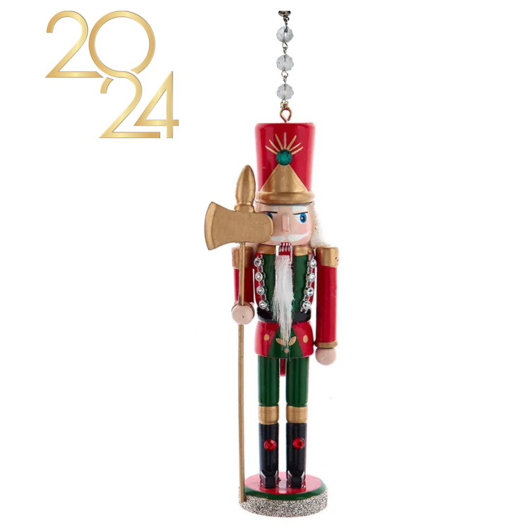 GLITTER RED + GREEN NUTCRACKER (Set/1) MAGNETIC CHANDELIER ORNAMENT - 3 STYLES AVAILABLE