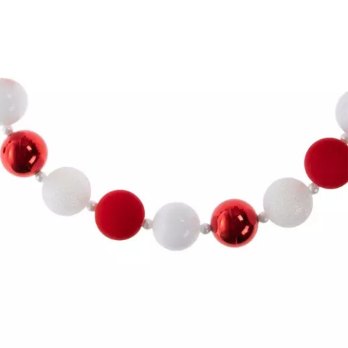72" ( 6 Feet) Red/White Ball MAGNETIC Holiday Garland