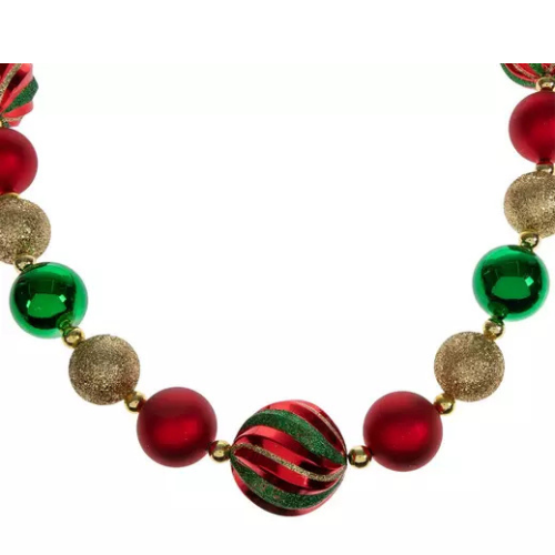 72" ( 6 Feet) Red/Green/Gold LARGE BALL Magnetic Holiday Garland
