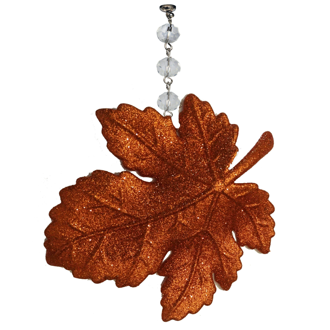 GLITTER AMBER LEAF (Set/3) MAGNETIC CHANDELIER ORNAMENT