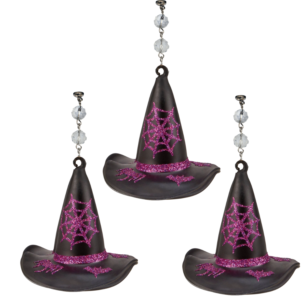 WITCH HAT (Set/3) or (Set/1) MAGNETIC HALLOWEEN CHANDELIER ORNAMENT