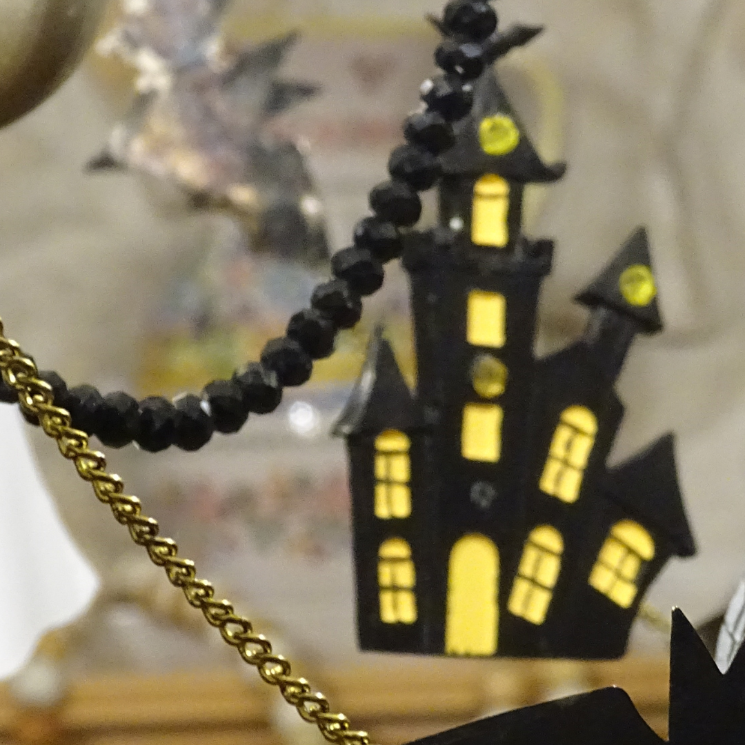 12" BLACK CRYSTAL BEAD MAGNETIC CHANDELIER GARLAND (Set/3)