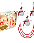 HOLIDAY CHANDELIER MAKEOVER KIT - (3) Red Scarf Glass Snowman + (3) 12" Dark Red Crystal Garland