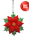 GLITTER POINSETTIA (Set/3) MAGNETIC CHANDELIER ORNAMENT