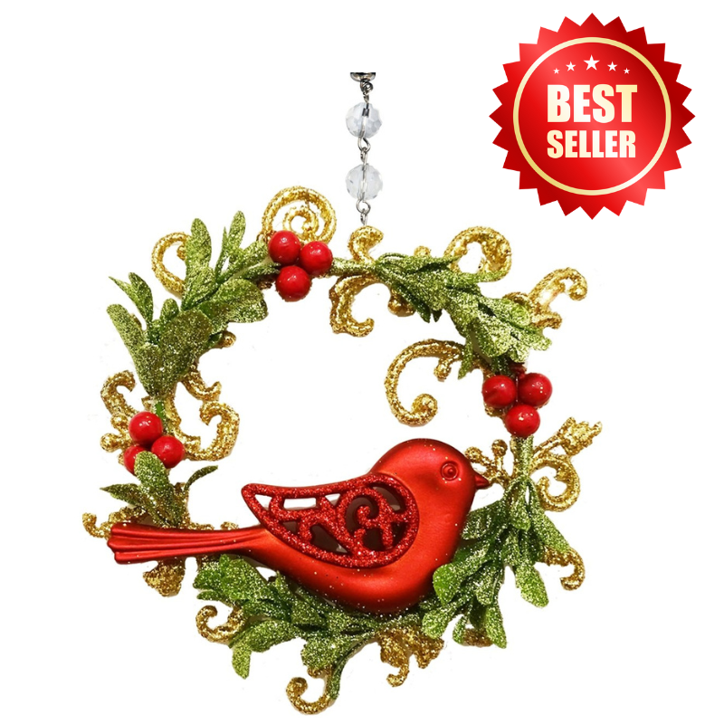 RED DOVE WREATH (Set/3) MAGNETIC CHANDELIER ORNAMENT