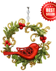 RED DOVE WREATH (Set/3) MAGNETIC CHANDELIER ORNAMENT