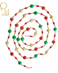 54" ( 4.5 Feet) Red/Green/Gold SMALL BALL Magnetic Holiday Garland