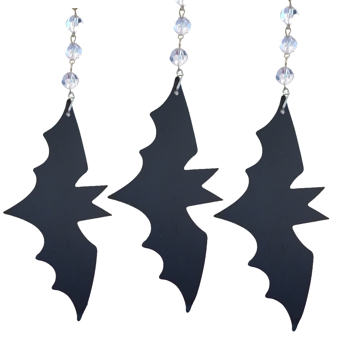 4" BLACK BAT (Set/3) MAGNETIC HALLOWEEN CHANDELIER ORNAMENT