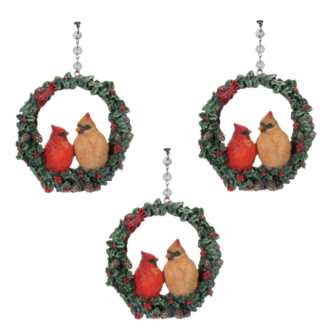 CARDINAL WREATH (Set/1) OR (SET/3) MAGNETIC CHANDELIER ORNAMENT