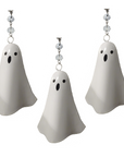 4.5" WHITE METAL GHOST (Set/3) MAGNETIC HALLOWEEN CHANDELIER ORNAMENT