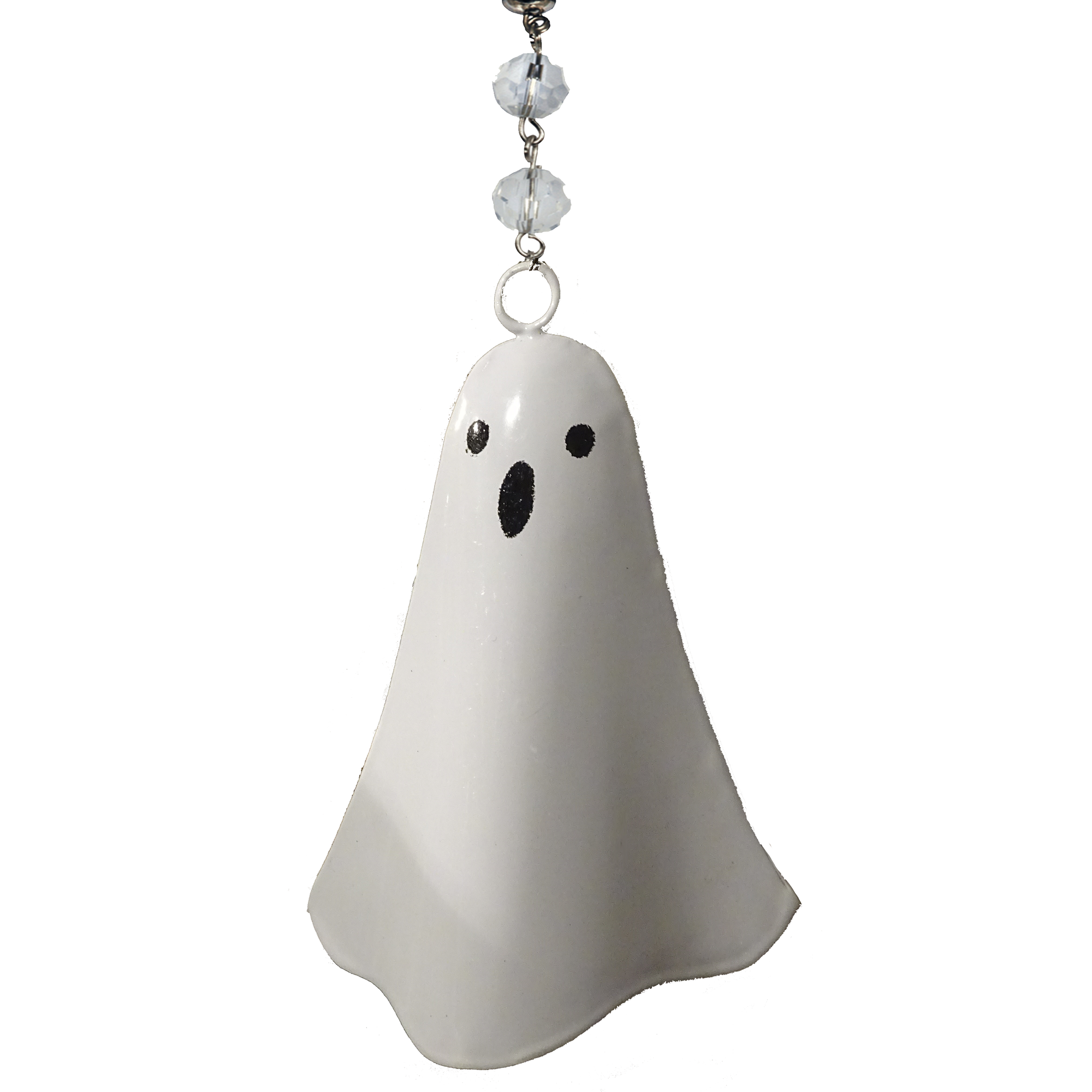 4.5" WHITE METAL GHOST (Set/3) MAGNETIC HALLOWEEN CHANDELIER ORNAMENT