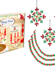 HOLIDAY CHANDELIER MAKEOVER KIT - (3) Red Green Jeweled Metal Snowflake + (3) 12" Red/Green Bead Crystal Garland