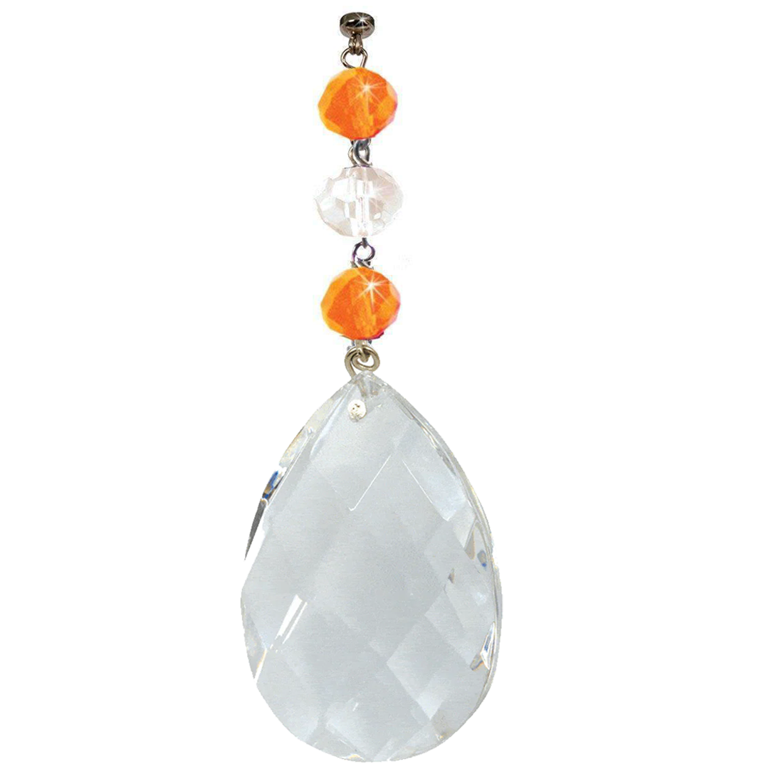 3" HALLOWEEN WEAVED ALMOND - - Orange + White - Magnetic Ornament (Set/3)