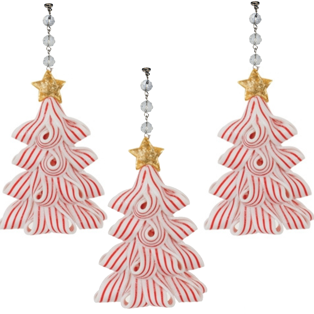 GOLD STAR PEPPERMINT TREE (Set/3) or (Set/1) MAGNETIC CHANDELIER ORNAMENT