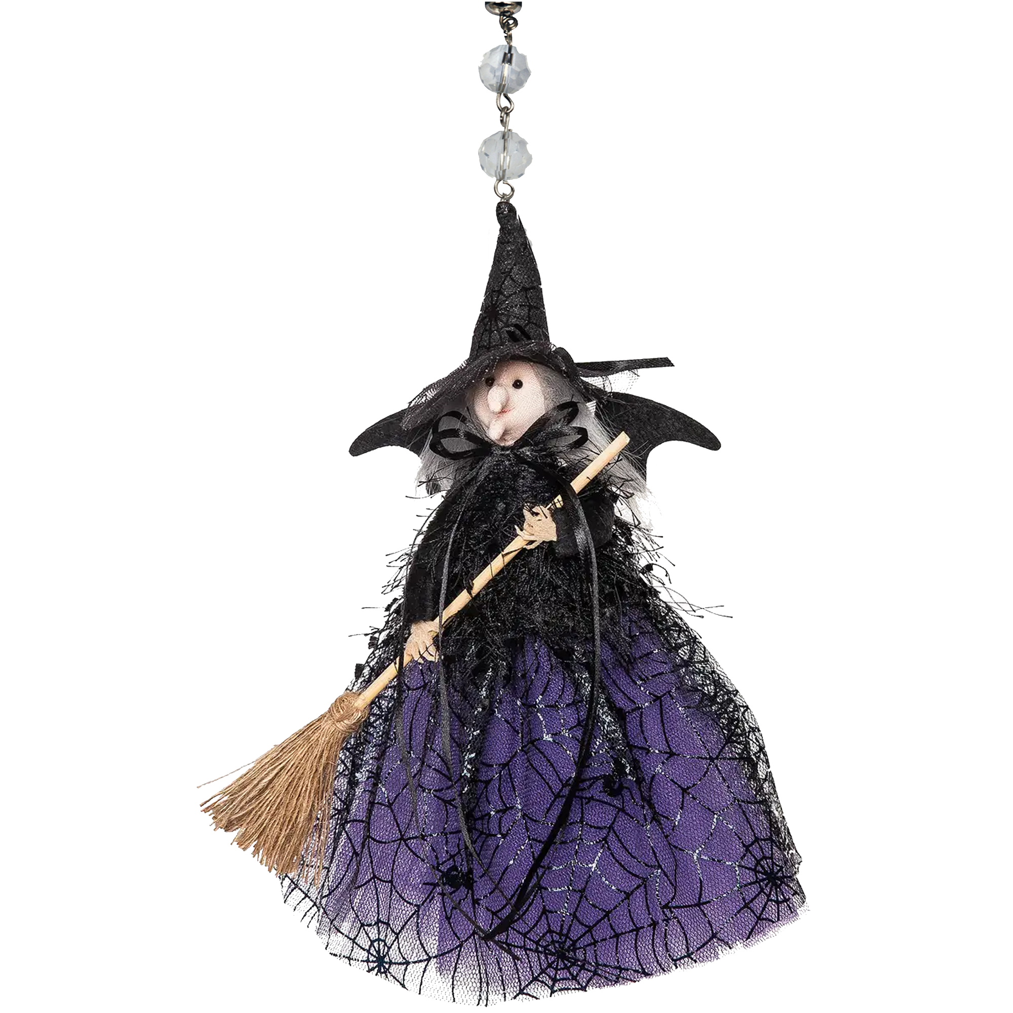 BLACK + PURPLE WITCH (Set/1) OR (Set/3) MAGNETIC HALLOWEEN CHANDELIER ORNAMENT