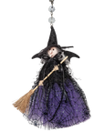 BLACK + PURPLE WITCH (Set/1) OR (Set/3) MAGNETIC HALLOWEEN CHANDELIER ORNAMENT