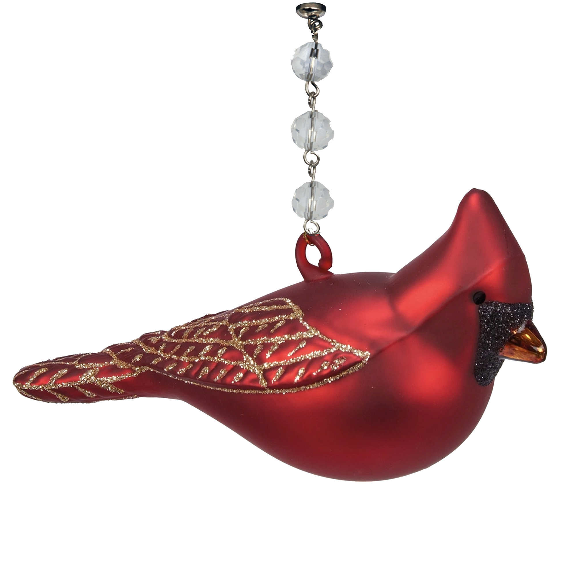 GLASS CARDINAL (Set/1) OR (SET/3) MAGNETIC CHANDELIER ORNAMENT