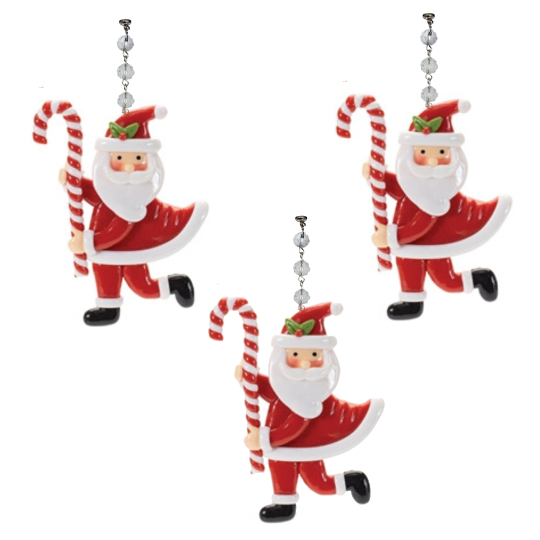 CANDY CANE SANTA (Set/3) MAGNETIC CHANDELIER ORNAMENT