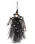 BLACK + WHITE "CHECKERED" WITCH (Set/1) MAGNETIC HALLOWEEN CHANDELIER ORNAMENT