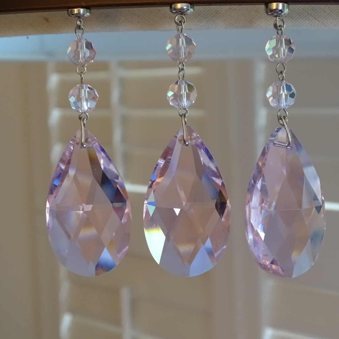 3" PINK FACETED WEAVED ALMOND (Box of 3) Magnetic Chandelier Crystal TrimKit®