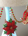 12" RED/GREEN CRYSTAL BEAD MAGNETIC CHANDELIER GARLAND (Set/3) - MagTrim Designs LLC