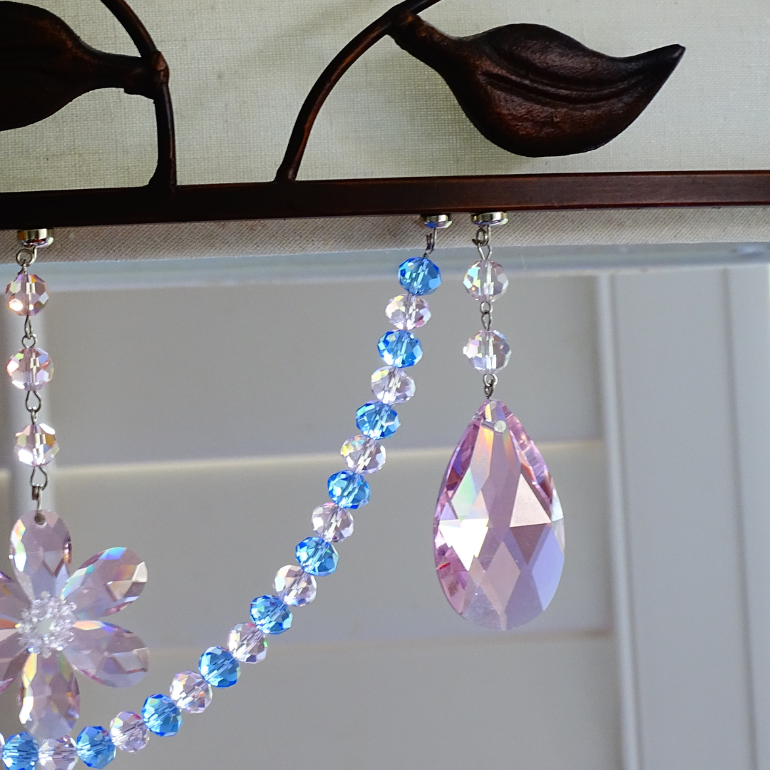 3" PINK FACETED WEAVED ALMOND (Box of 3) Magnetic Chandelier Crystal TrimKit®