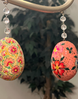 PINK FLORAL EGG MAGNETIC ORNAMENT (Box of 3) - Magnetic Chandelier Ornament