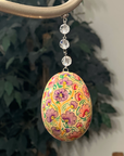 PINK/PURPLE/YELLOW FLORAL EGG MAGNETIC ORNAMENT (Box of 3) - Magnetic Chandelier Ornament