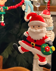 WHIMSICAL SANTA - GREEN WREATH (Set/3) MAGNETIC CHANDELIER ORNAMENT