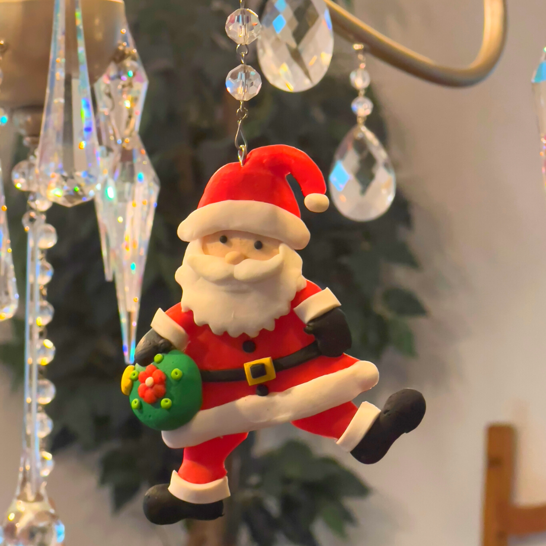 HOLIDAY CHANDELIER MAKEOVER KIT - (3) Santa + (3) 12" Red Bead Crystal Garland