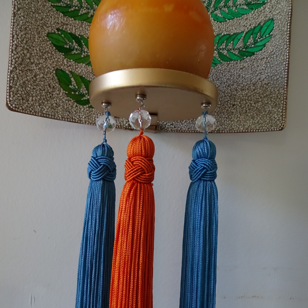 6.5" BLUE CRYSTAL BEAD TASSEL (Set/3) MAGNETIC CHANDELIER ORNAMENT - Magnetic Chandelier Accessory TrimKit®