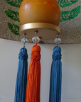 6.5" BLUE CRYSTAL BEAD TASSEL (Set/3) MAGNETIC CHANDELIER ORNAMENT - Magnetic Chandelier Accessory TrimKit®