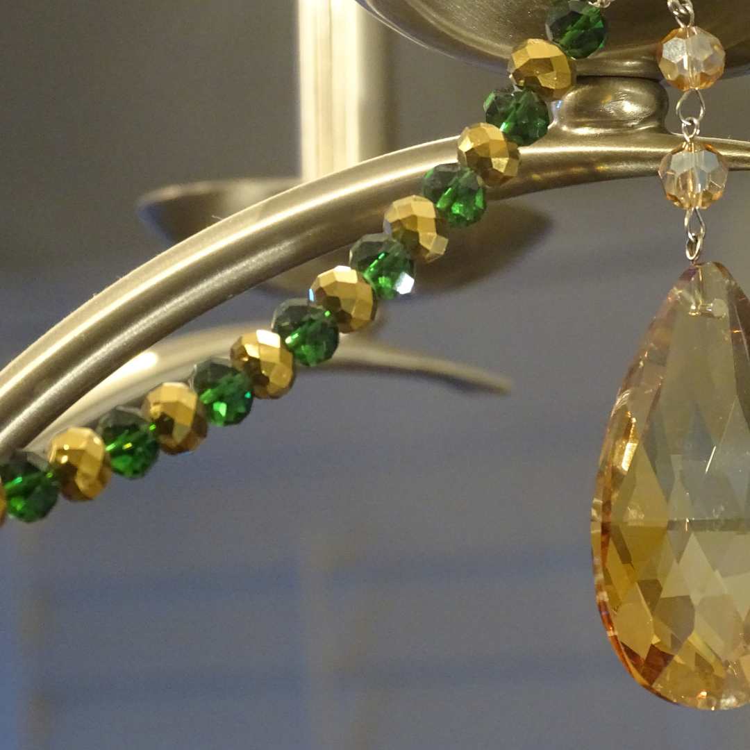 12" GREEN/GOLD CRYSTAL BEAD MAGNETIC CHANDELIER GARLAND (Set/3)