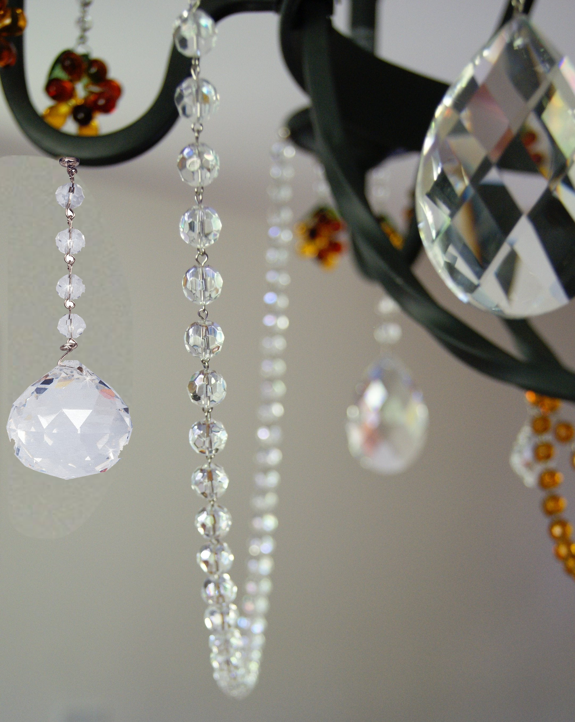 5.5" x 40mm CLEAR FACETED BALL Magnetic Chandelier Crystal (Set/ 3)