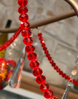 12" RED CRYSTAL BEAD MAGNETIC CHANDELIER GARLAND (Set/3)