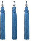 6.5" BLUE CRYSTAL BEAD TASSEL (Set/3) MAGNETIC CHANDELIER ORNAMENT - Magnetic Chandelier Accessory TrimKit® - MagTrim Designs LLC