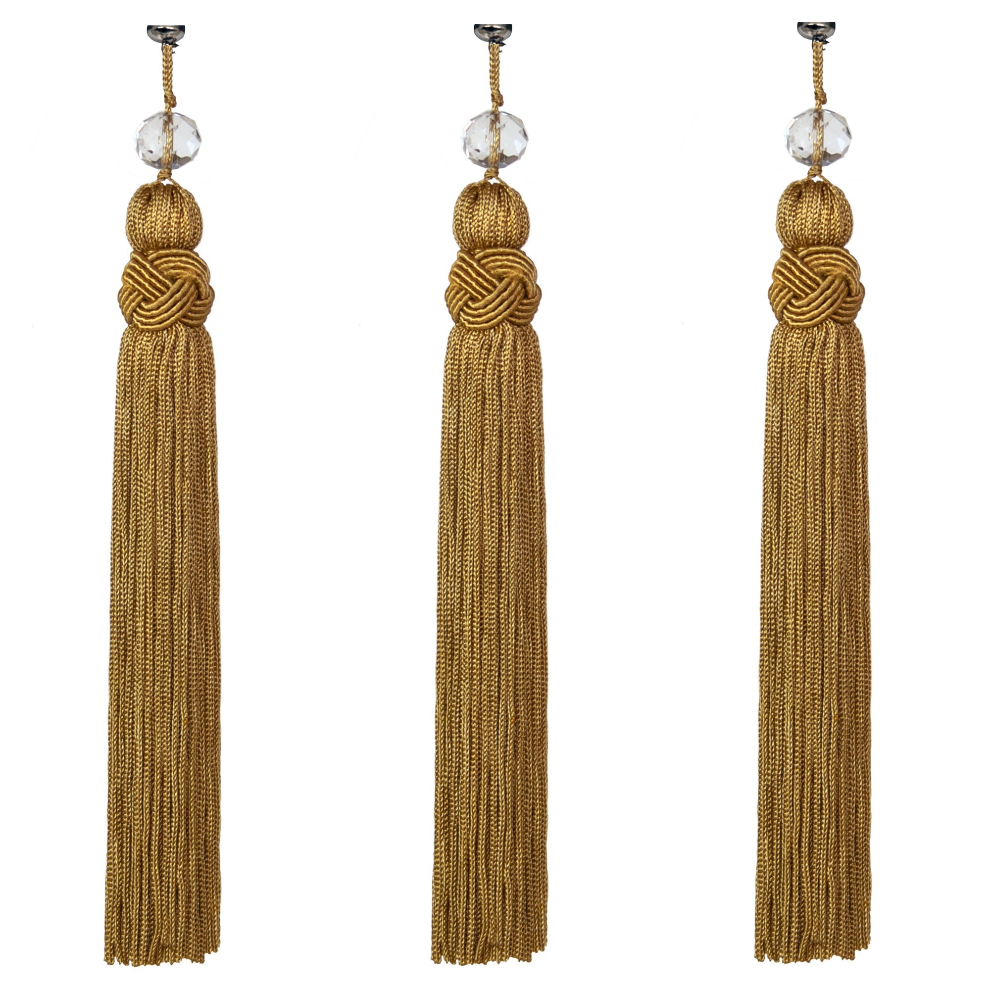 6.5" GOLD CRYSTAL BEAD TASSEL (Set/3) MAGNETIC CHANDELIER ORNAMENT - Magnetic Chandelier Accessory TrimKit® - MagTrim Designs LLC