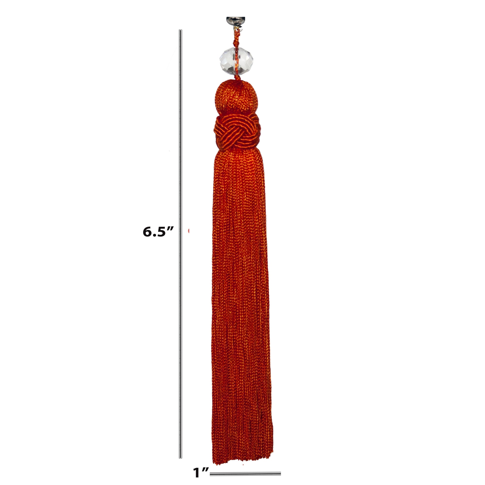 6.5" ORANGE CRYSTAL BEAD TASSEL (Set/3) MAGNETIC CHANDELIER ORNAMENT - Magnetic Chandelier Accessory TrimKit® - MagTrim Designs LLC