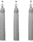 6.5" SILVER CRYSTAL BEAD TASSEL (Set/3) MAGNETIC CHANDELIER ORNAMENT - Magnetic Chandelier Accessory TrimKit® Glass Crystals | Chandelier Crystals | Magnetic Crystals | Lamp Crystals MagTrim 6.5" (L) x 1" (W)