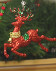 GLITTER RED REINDEER (Set/1) MAGNETIC CHANDELIER ORNAMENT