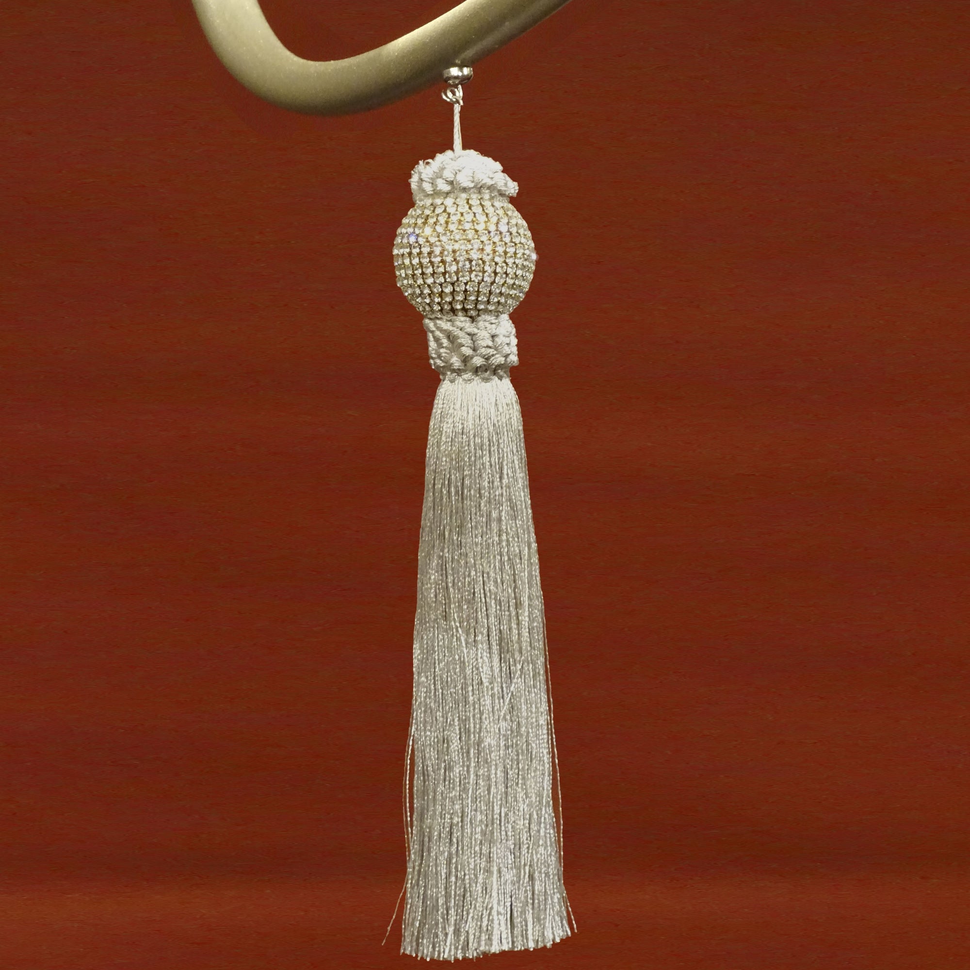 9" SILVER RHINESTONE TASSEL (Set/3) MAGNETIC CHANDELIER ORNAMENT - Magnetic Chandelier Accessory TrimKit® - MagTrim Designs LLC