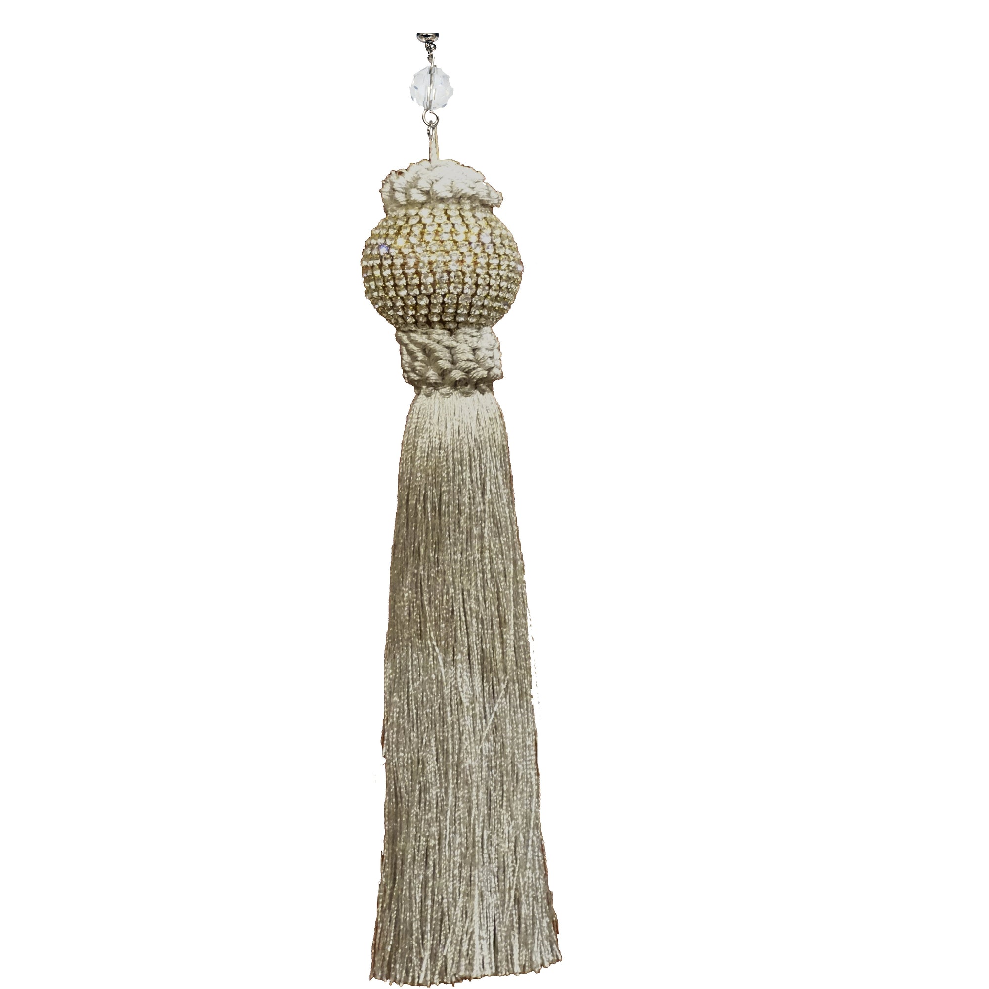 9" SILVER RHINESTONE TASSEL (Set/3) MAGNETIC CHANDELIER ORNAMENT - Magnetic Chandelier Accessory TrimKit® - MagTrim Designs LLC