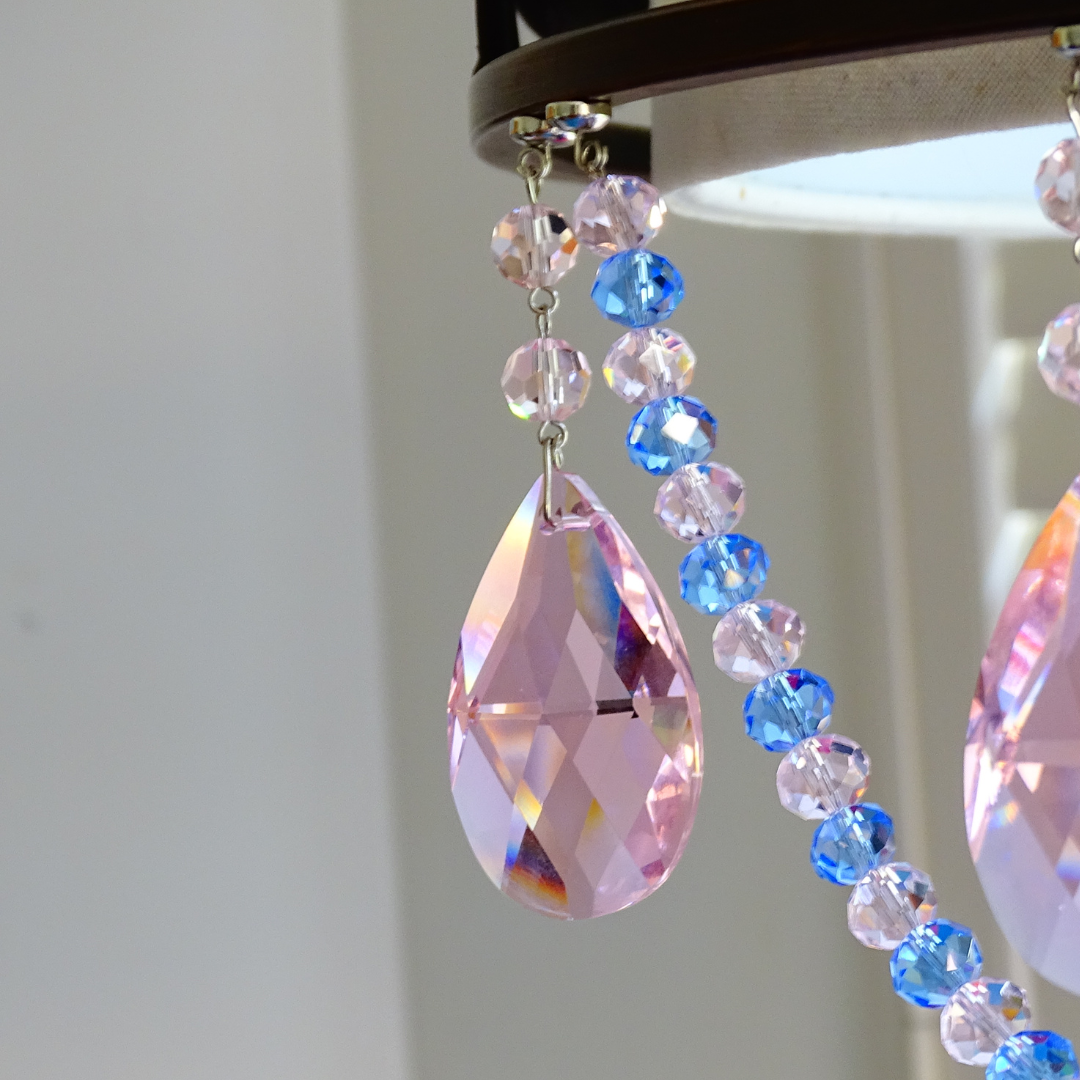 3" PINK FACETED WEAVED ALMOND (Box of 3) Magnetic Chandelier Crystal TrimKit®