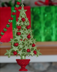 GLITTER RED/GREEN TREE (Set/3) MAGNETIC CHANDELIER ORNAMENT