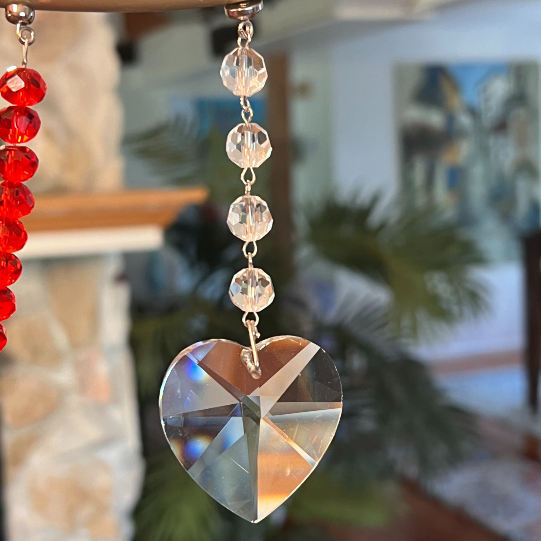 40mm CLEAR CRYSTAL HEART  (Box of 3)  Magnetic Chandelier Crystal