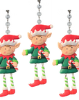 HOLIDAY ELF - CANDY CANE (Set/3) MAGNETIC CHANDELIER ORNAMENT